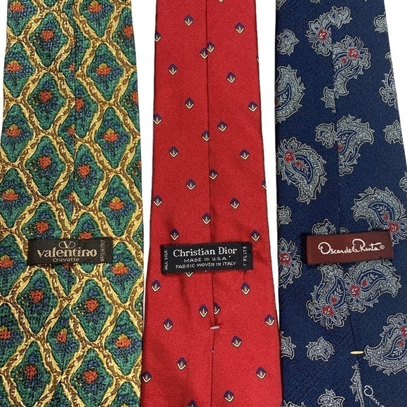Vintage designer mens ties Oscar de la Renta, Christian Dior, Valentino - Picture 3 of 4